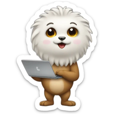 Beastie holding a laptop sticker