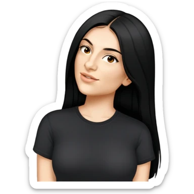 female, black shirt, long black hair sticker