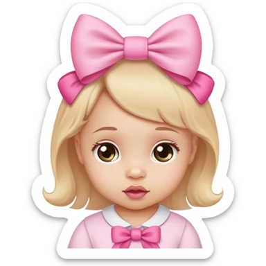Baby girl with pink bow  sticker
