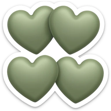 double sage green hearts sticker
