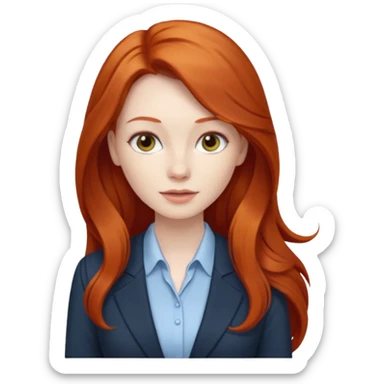 redhead long hair woman with office look sticker