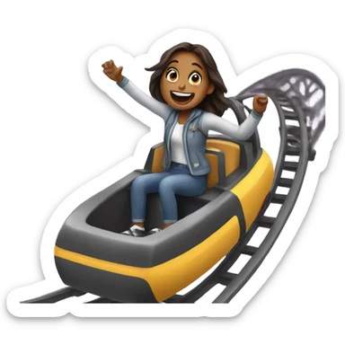 Girl riding a rollercoaster sticker