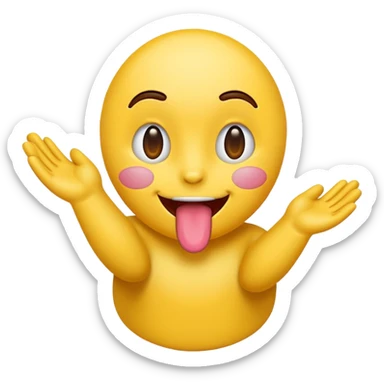 emoji with tongue out and hands to the side sticker