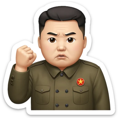 Kim Jong Un from North Korea with angry pout on face and shaking fist sticker