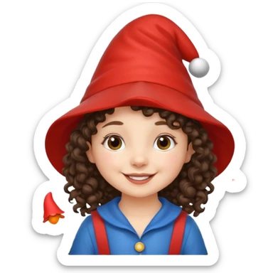brunette little curly girl garden gnome sticker