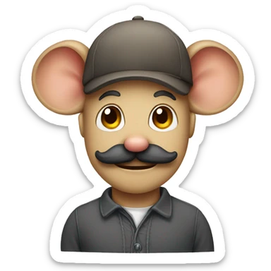 jerry mouse cartoon with human moustache sticker