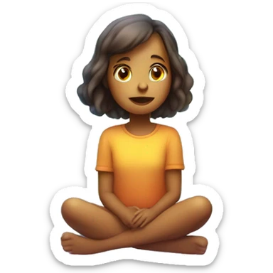 A girl sitting calmly inside a large, glowing bubble. The bubble shimmers with subtle gradients or lines, symbolizing introspection and protection. sticker