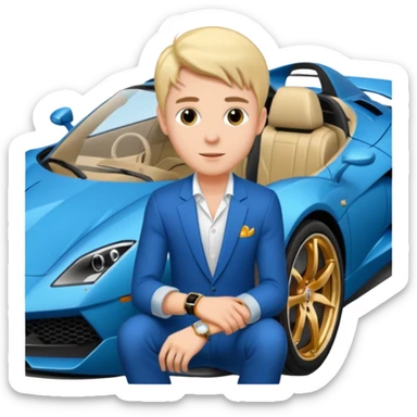 A rich boy in the super car  sticker