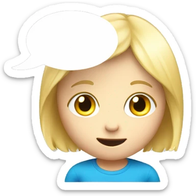 talking blond child with speech bubble near sticker