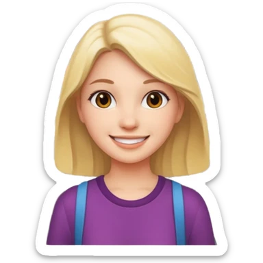 a girl smiling while walking into traffic sticker