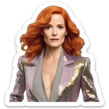 Audrey fleurot long hair multicolored sequined suit sticker