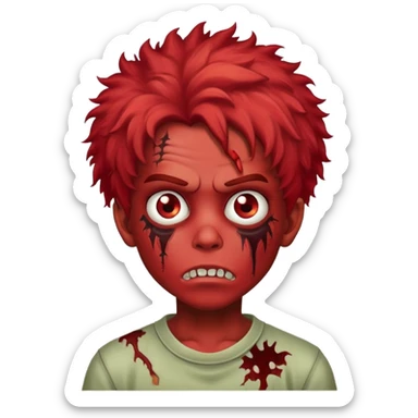 Boy zombie with kinky hair red sticker