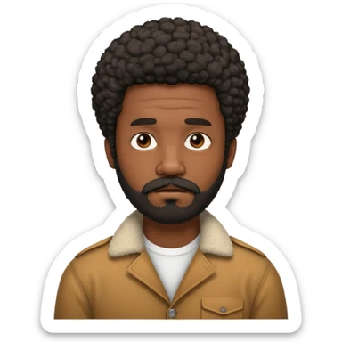 black man with beard, mustache, and short afro sad sticker
