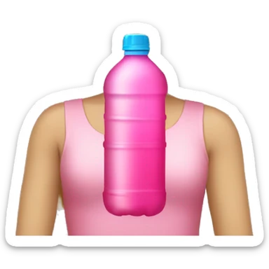 girl with blond hair and big pink water bottle sticker