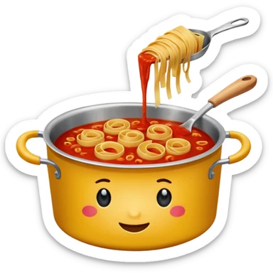 … a pot of pasta sauce being stirred with an emoji in it, not necessarily drowning but like swimming sticker