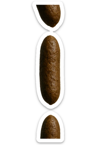 FECI DI ANIMALE A PALLINE UN PO' ALLUNGATE CADONO DALL'ALTO VERTICALMENTE, IPERREALISTICO 4K sticker