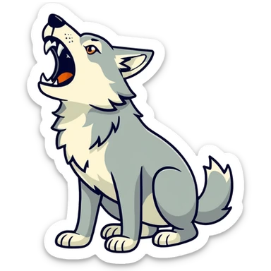 A cartoon wolf howling sticker
