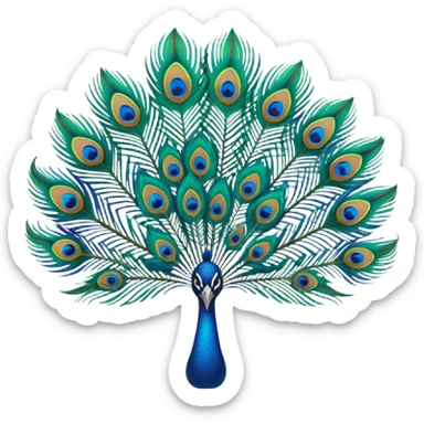 peacock feather emoji, vibrant colors sticker