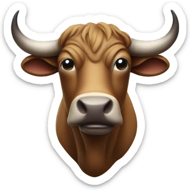 bull with long long bank that covers its eyes sticker