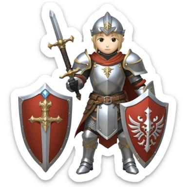 Final Fantasy XI Paladin, full armor, sword and shield, heroic pose sticker