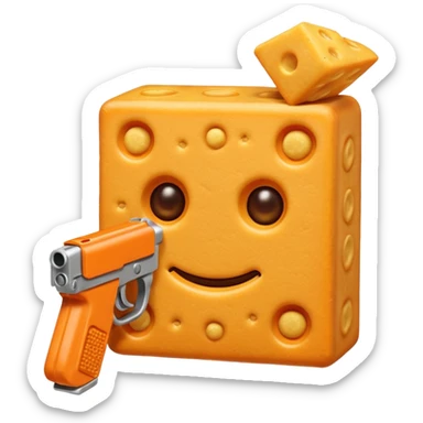 Cheez it cracker with a gun to its head sticker