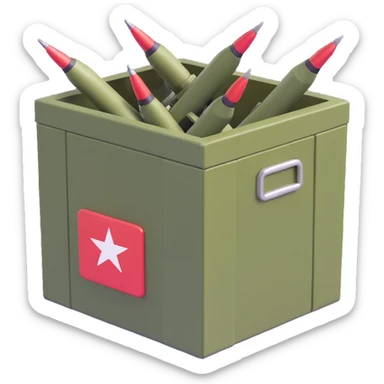 a military box filled with combat missiles sticker