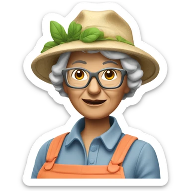 3d hyper realistic senior woman gardening  sticker