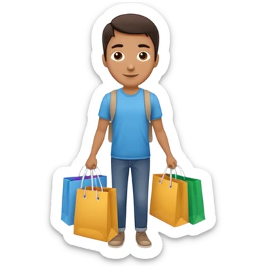 man with shopping bags sticker