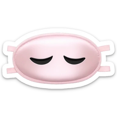 Pale pink satin sleep mask with closed eyelids and eyelashes sticker