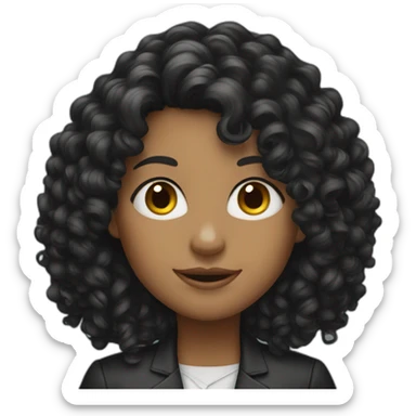 alyson our boss long curly dark hair sticker