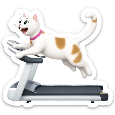 Happy cat running on treadmill sticker