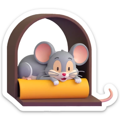 Jerry from Tom and Jerry cartoon sleeping in his mouse hole sticker