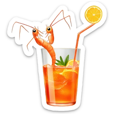 A shrimp chilling in an aperol spritz sticker