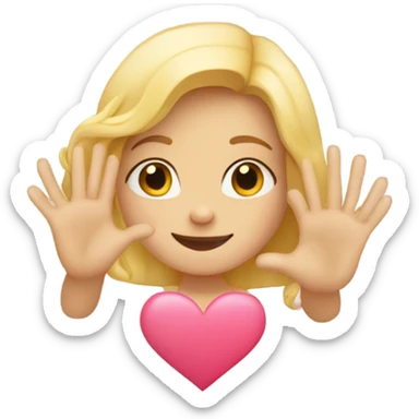 blond girl making love heart with hands sticker