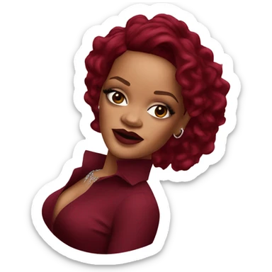realistic singer Rihanna in a burgundy dress sticker
