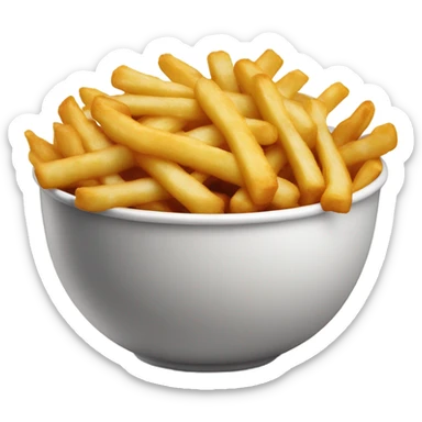 Bowl with fries and cheese curds on top covered in gravy sticker