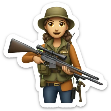 Female deer hunter with rifle sticker