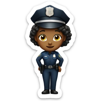 Black little girl dressed as police officer  sticker