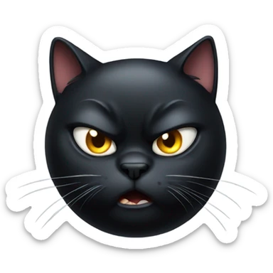 Fat black cat angry sticker