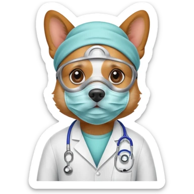 doctor dog Wearing Medical Mask sticker