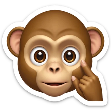 A monkey pulling his eyelid down with one finger sticker
