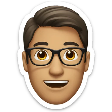a guy with dark hair with bun with glasses sticker