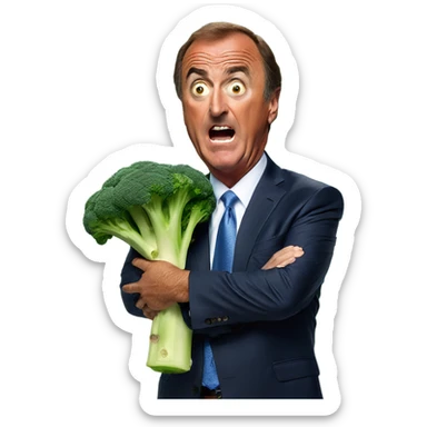 Al Michaels frightened while holding broccoli  sticker