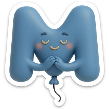 Change the balloon M to blue, keep the warm, grateful expression and gratitude vibe, with no background. sticker