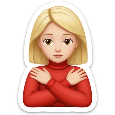 Girl crossing arms around neck  sticker