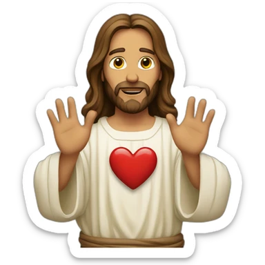 Jesus shows a heart with his hands sticker