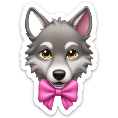 Alpha male wolf with pink bow sticker