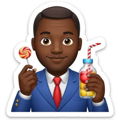 Big Sexy black man hold a bottle and a lollipop sticker