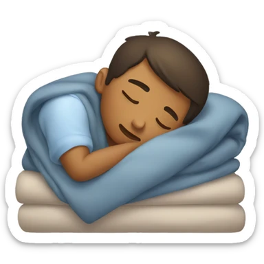 boy sleeping with blanket but still shivering  sticker