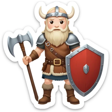 full-length Norwegian Viking with shield and axe full cloathed sticker